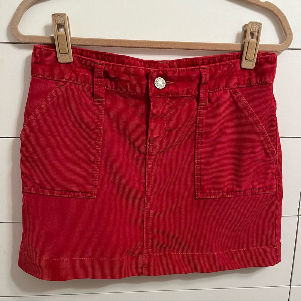 Vintage GAP Jeans “1969 Limited Edition” Red Corduroy Pencil Mini Skirt Size 2